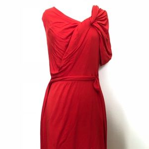 Trina Turk Red Detailed Shoulder Cocktail Dress